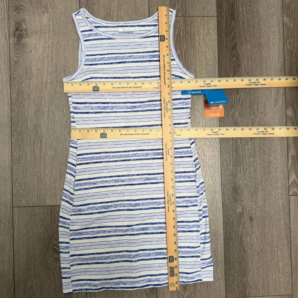 COLUMBIA SLEEVELESS ACTIVE FIT CHILL RIVER PRINTED SHEATH DRESS STRIPES SMALL - Picture 12 of 13